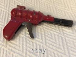 1930s VINTAGE RED SPACE METAL TOY POP GUN PISTOL MUST SEE