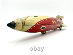 1950 Masudaya V-1 USAF Sparkling Space Ship Rocket Rare Vintage Tin Friction Toy