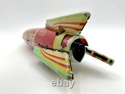 1950 Masudaya V-1 USAF Sparkling Space Ship Rocket Rare Vintage Tin Friction Toy
