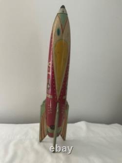 1950 Masudaya V-1 USAF Sparkling Space Ship Rocket Rare Vintage Tin Friction Toy