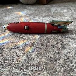 1950 Masudaya V-1 USAF Sparkling Space Ship Rocket Rare Vintage Tin Friction Toy