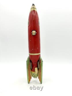 1950 Masudaya V-1 USAF Sparkling Space Ship Rocket Rare Vintage Tin Friction Toy