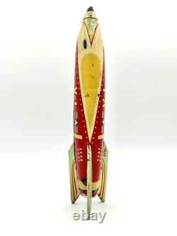 1950 Masudaya V-1 USAF Sparkling Space Ship Rocket Rare Vintage Tin Friction Toy