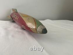 1950 Masudaya V-1 USAF Sparkling Space Ship Rocket Rare Vintage Tin Friction Toy