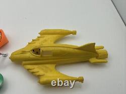 1950's PYRO SPACE SCOUT X-100 HARD PLASTIC Yellow SPACESHIP Vintage Toy Lot A2