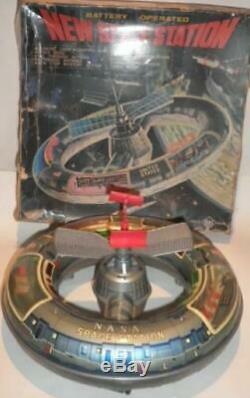 1960 Vintage Tin Toy Space Station Litho Horikawa Japan 12 In