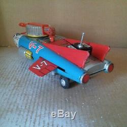 1960 s Vintage Japan Nomura Toys Space Fighter Super Jet V-7 Battery Tinplate