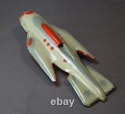 1960s Soviet Russian Space Ship Sparkling Rocket Stratosphere Plane Tin Toy 10'