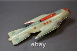 1960s Soviet Russian Space Ship Sparkling Rocket Stratosphere Plane Tin Toy 10'