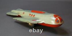 1960s Soviet Russian Space Ship Sparkling Rocket Stratosphere Plane Tin Toy 10'