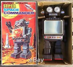 1960s Vintage HORIKAWA SH Toy Robot SUPER SPACE COMMANDER with TV Japan WORKS 50%