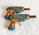 1960s Vintage Kranti Sparkling Space Gun Tin Toy Working Nice Set of 2 TOY429