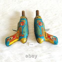 1960s Vintage Kranti Sparkling Space Gun Tin Toy Working Nice Set of 2 TOY429