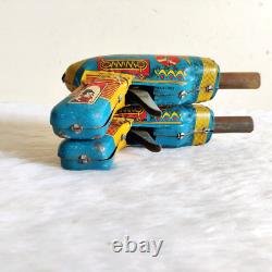 1960s Vintage Kranti Sparkling Space Gun Tin Toy Working Nice Set of 2 TOY429