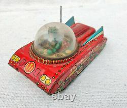 1960s Vintage Old LTI Space Sparkling Tank Astronauts sparkling Friction Tin Toy