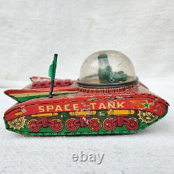 1960s Vintage VTI Astronauts Sparkling Friction Space Tank Space Tin Toy Working