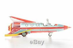 1962 Yonezawa Fire Rocket X-0077 Spaceship Space Toy Vintage Tin Litho Friction