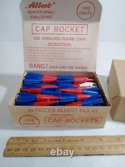 24 Vintage Cap Rocket Ship Space Toys R L Albert & Son store display box 1950s