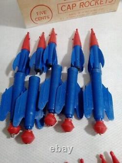 24 Vintage Cap Rocket Ship Space Toys R L Albert & Son store display box 1950s