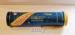 3-vintage Outer Space Flashlight Projector Works Tin Toy Space Toy Zoom-lite New