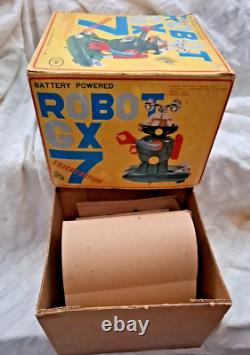 AMAZING VINTAGE GREEK LITHO BOX SPACE ROBOT GX-7 B/O BY SOLPA 70s