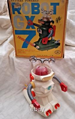 AMAZING VINTAGE GREEK LITHO BOX SPACE ROBOT GX-7 B/O BY SOLPA 70s