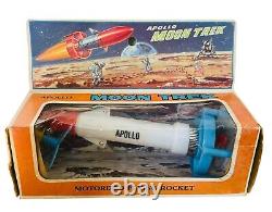 APOLLO MOON TREK MOTORIZED FLYING ROCKET IN BOX Vintage Space Toy Box Star Ship