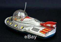ATC Japan SPACE PATROL CAR withRADIO OPERATOR Vintage Tin Friction Toy Spaceship