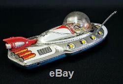 ATC Japan SPACE PATROL CAR withRADIO OPERATOR Vintage Tin Friction Toy Spaceship