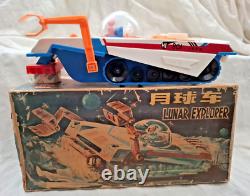 Amazing Vintage Space Red China Me 801 Lunar Explorer B/o Moon Car Litho Box