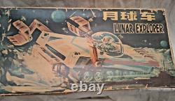 Amazing Vintage Space Red China Me 801 Lunar Explorer B/o Moon Car Litho Box