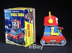 Boxed Mini Robo Tank Vintage Space Robot Tr-2 B/o Tin Lithograph Nomura Japan