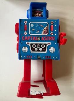 Captain Astro Mechanical Windup Robot MEGO Japan with Box Vintage 1972