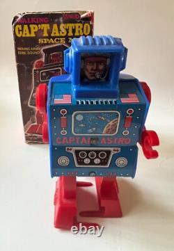Captain Astro Mechanical Windup Robot MEGO Japan with Box Vintage 1972