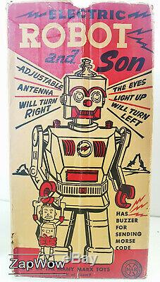 ELECTRIC ROBOT AND SON 1956 MARX Toy Museum Space SciFi Vintage USA Boxed 50s