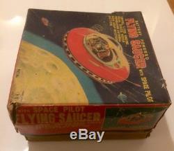 Flying Saucer with space pilot Nasa KO Made in Japan with box vintage tin toy