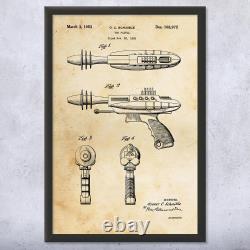 Framed Retro Space Ray Gun Wall Art Print Sci Fi Gift Futuristic Art Geek Gift