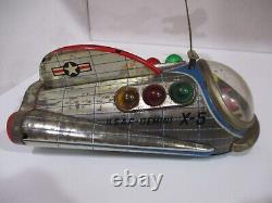 Gemini X-5 Space Ship Vintage Tin Toy Tested Works Good