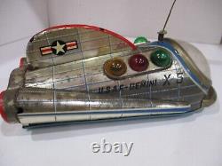 Gemini X-5 Space Ship Vintage Tin Toy Tested Works Good