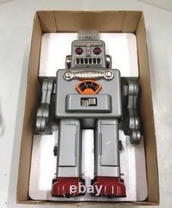 HA HA TOY Vintage Electric Tin Toy Robot Smoking Spaceman Silver Reproduction