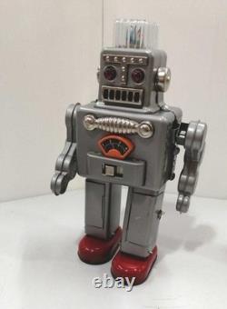 HA HA TOY Vintage Electric Tin Toy Robot Smoking Spaceman Silver Reproduction