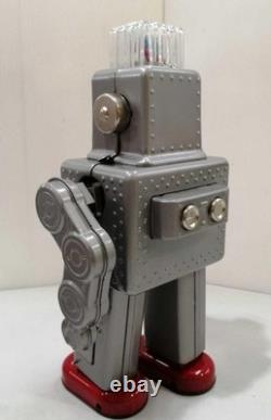 HA HA TOY Vintage Electric Tin Toy Robot Smoking Spaceman Silver Reproduction
