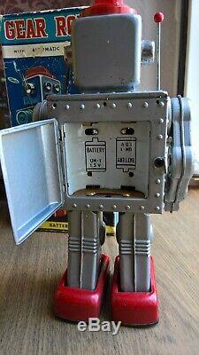 HORIKAWA GEAR ROBOT- VINTAGE 1960's JAPANESE TIN PLATE SPACE TOY