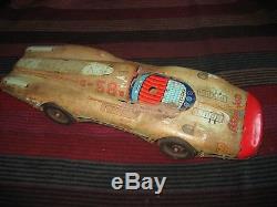 Huge Yonezawa Atom Jet 58 Race Car Vintage Tin Toy Japan Space Age Rare Tinplate