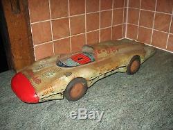 Huge Yonezawa Atom Jet 58 Race Car Vintage Tin Toy Japan Space Age Rare Tinplate