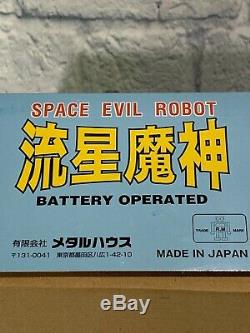 Japan VINTAGE Tin Toy Red 12 Space Evil Robot Battery Operated Reintroduced