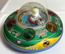 Junk TIN X-7 DISK SPACE SHIP UFO Vintage Toy Masudaya X-7 From Japan Not Working