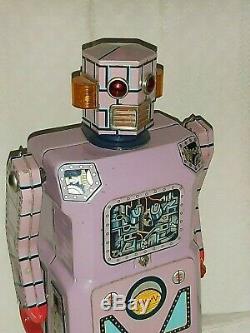 Lavender Robot Gang Of Five Vintage Space Tin Toy Japan