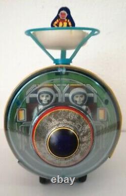 MASUDAYA Made in Japan 60'S VTG TIN TOY SPACE CAPSULE WITH 2 FLOATING ASTRONAUTS