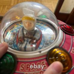 MASUDAYA X-7 SPACE SHIP Vintage Pink Japanese Tin Toy Unchecked Junk With Box